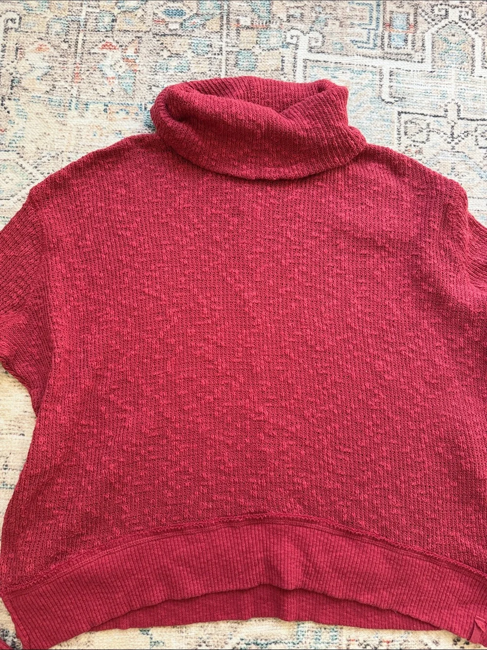 FREE PEOPLE Rib Knit Cowl Turtleneck long Sleeve Oversized Pullover Sweater xs